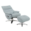ACME Janella Babyblue Top Grain Leather Accent Chair with Swivel & Ottoman Model AC02990