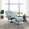 ACME Janella Babyblue Top Grain Leather Accent Chair with Swivel & Ottoman Model AC02990