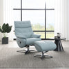 ACME Janella Babyblue Top Grain Leather Accent Chair with Swivel & Ottoman Model AC02990