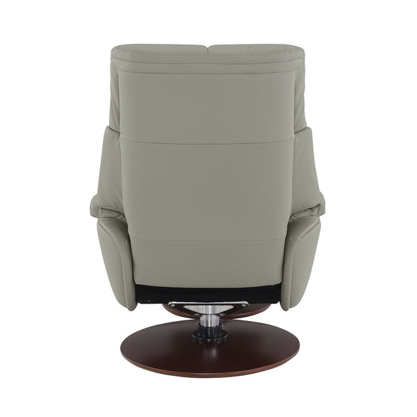 ACME Kandoro Gray Top Grain Leather Leather & Brown Base Accent Chair with Swivel & Ottoman Model AC02991