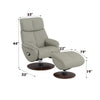 ACME Kandoro Gray Top Grain Leather Leather & Brown Base Accent Chair with Swivel & Ottoman Model AC02991