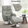 ACME Kandoro Gray Top Grain Leather Leather & Brown Base Accent Chair with Swivel & Ottoman Model AC02991