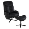 ACME Labonita Black Top Grain Leather & Black Accent Chair with Swivel & Ottoman Model AC02992