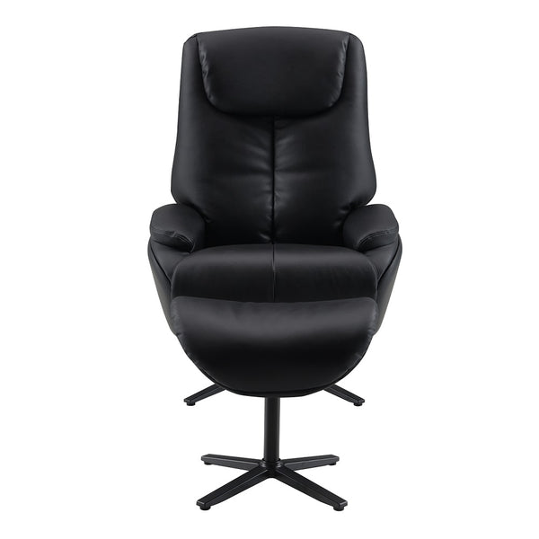 ACME Labonita Black Top Grain Leather & Black Accent Chair with Swivel & Ottoman Model AC02992