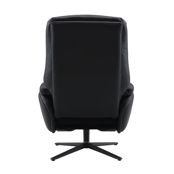 ACME Labonita Black Top Grain Leather & Black Accent Chair with Swivel & Ottoman Model AC02992