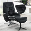 ACME Labonita Black Top Grain Leather & Black Accent Chair with Swivel & Ottoman Model AC02992