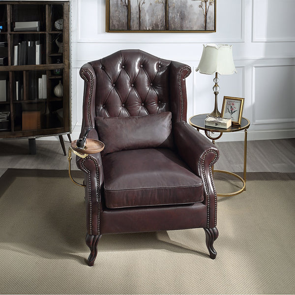 ACME Pino Vintage Brown Top Grain Leather Accent Chair Model AC02994