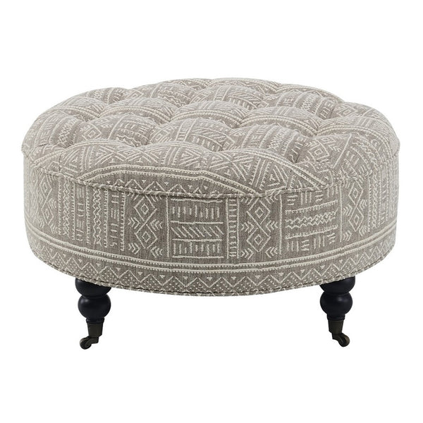 ACME Upendo Pattern Fabric Ottoman with Casters Model AC03000