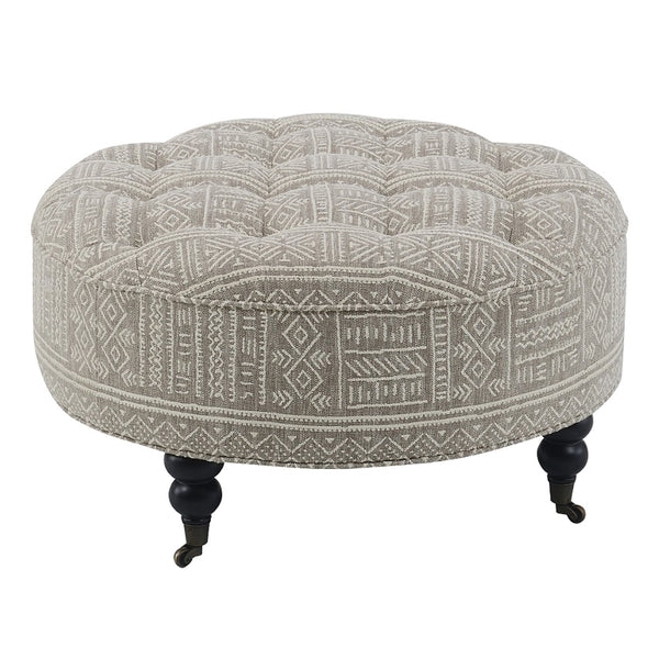 ACME Upendo Pattern Fabric Ottoman with Casters Model AC03000