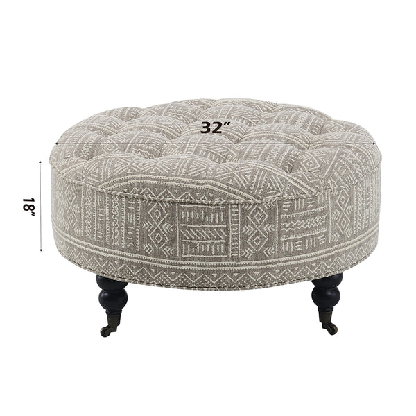 ACME Upendo Pattern Fabric Ottoman with Casters Model AC03000