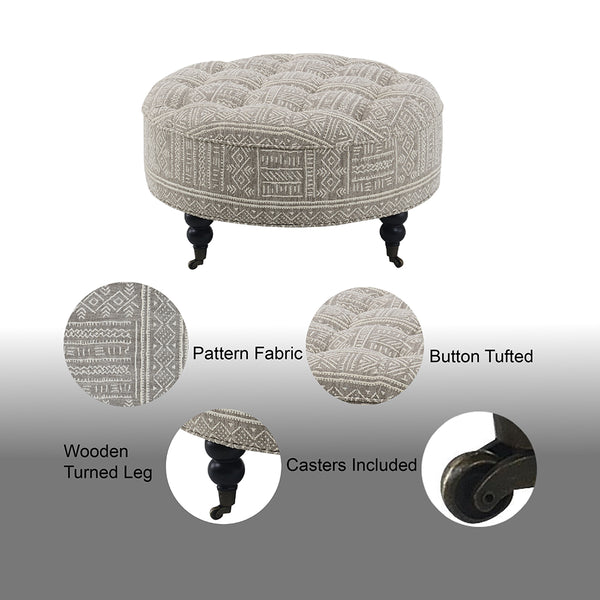 ACME Upendo Pattern Fabric Ottoman with Casters Model AC03000