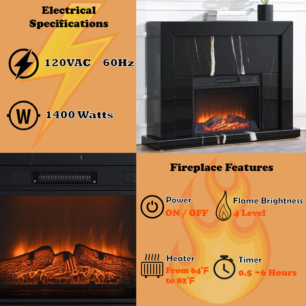 ACME Drisana Black Mirrored Fireplace Model AC03869