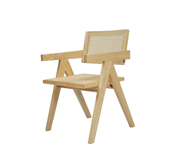 Modrest Aurora Modern Light Rattan And Natural Ash Dining Arm Chair Model VGCS-ACH-21026