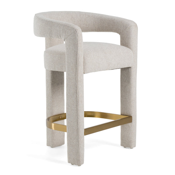Modrest Adam Modern Beige Fabric & Brass Counter Chair Model VGMY-3713-26-BGE