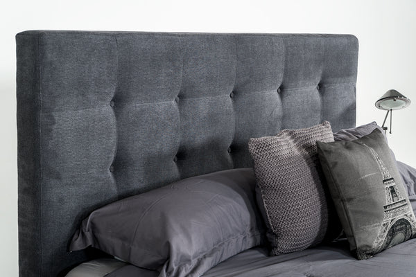 Modrest Addison Mid Century Modern Grey Fabric & Walnut Bed Model VGMABR-38-BED