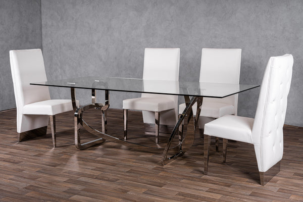 Modrest Adelaide Modern Stainless Steel & Glass Dining Table Model VGVCT1301S