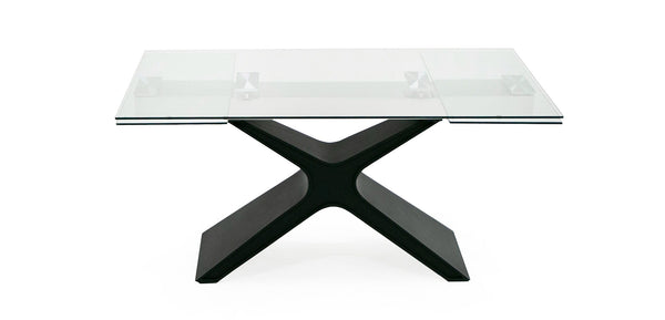 Modrest Adler Modern Black Glass Extendable 63" | 94 5" Dining Table Model VGYF-DT8941-BLK-DT