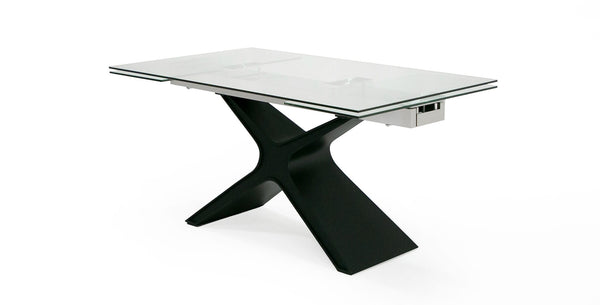 Modrest Adler Modern Black Glass Extendable 63" | 94 5" Dining Table Model VGYF-DT8941-BLK-DT