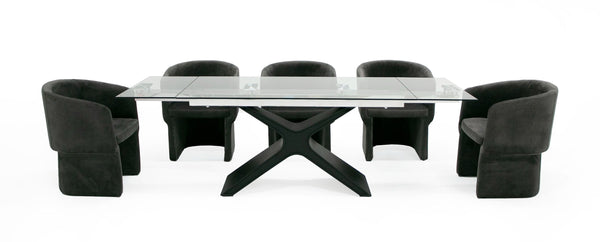 Modrest Adler Modern Black Glass Extendable 63" | 94 5" Dining Table Model VGYF-DT8941-BLK-DT