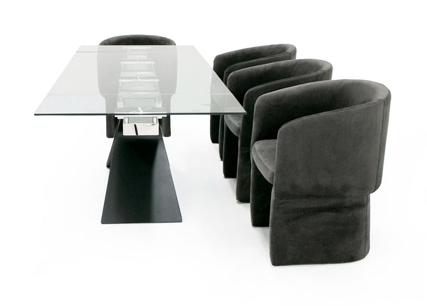 Modrest Adler Modern Black Glass Extendable 63" | 94 5" Dining Table Model VGYF-DT8941-BLK-DT