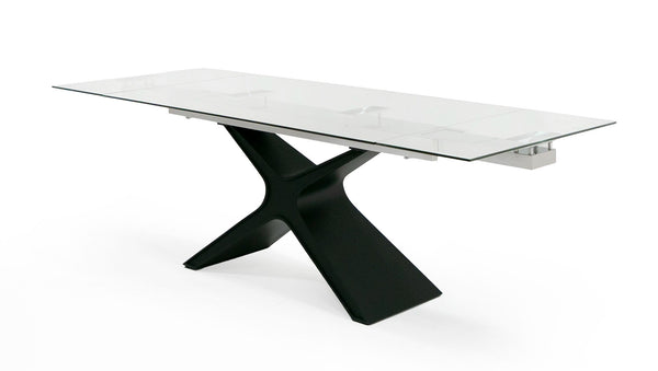 Modrest Adler Modern Black Glass Extendable 63" | 94 5" Dining Table Model VGYF-DT8941-BLK-DT