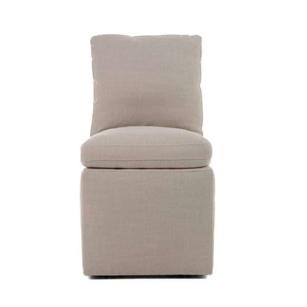 Modrest Adrian Modern Beige Fabric Dining Chair With Castor Wheels Model VGKK-KF-Y1066-BGE