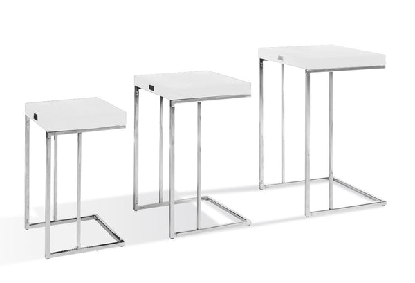 A&X Amelia Modern White Crocodile Lacquer End Table Set Model VGUNAK855-35