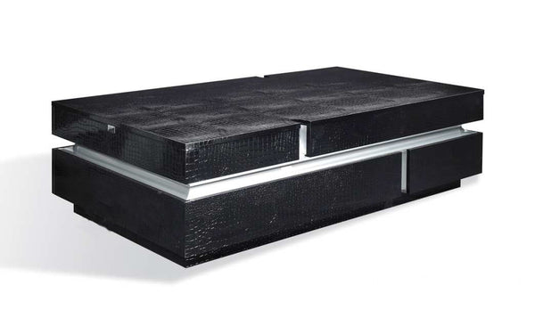 Vdara Modern Black Faux Crocodilian Coffee Table Model VGUNAK881-160