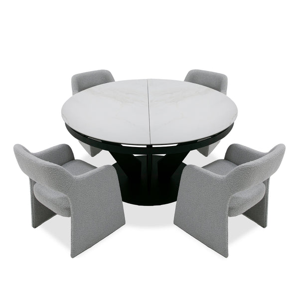 Modrest Alberta Modern Black And White Ceramic Extendable 59" | 86 5" Oval Dining Table Model VGYF-DT8951-BLK-DT