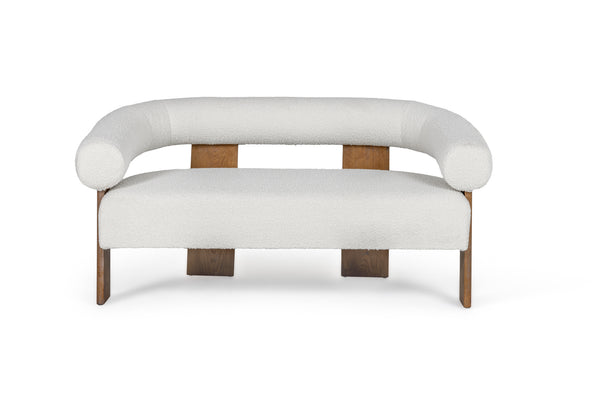 Modrest Aledo Modern Off White Fabric & Oak Loveseat Model VGMY-1361-L