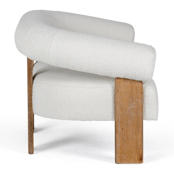 Aledo Modern Off-White Fabric + Oak Loveseat