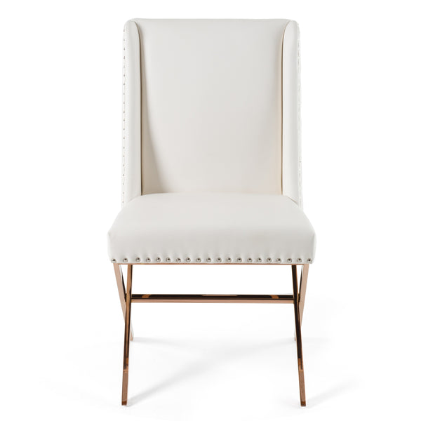 Modrest Alexia Modern White & Rosegold Dining Chair Model VGVCB8356-WHT