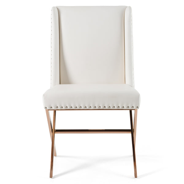 Modrest Alexia Modern White & Rosegold Dining Chair Model VGVCB8356-WHT