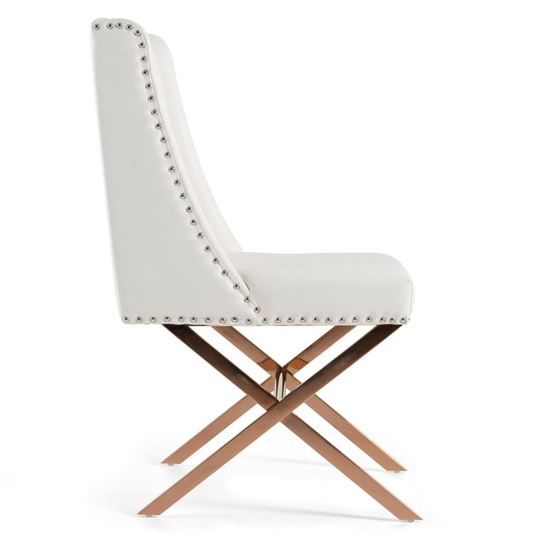 Modrest Alexia Modern White & Rosegold Dining Chair Model VGVCB8356-WHT