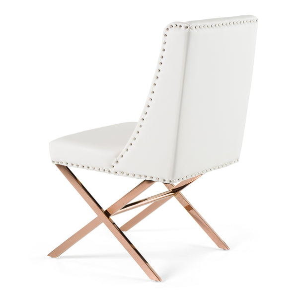Modrest Alexia Modern White & Rosegold Dining Chair Model VGVCB8356-WHT