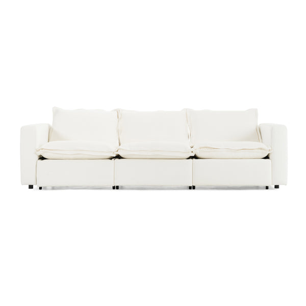 Divani Casa Almagre Modern White Fabric Sofa With 3 Electric Recliners Model VGEV-G2315-WHT