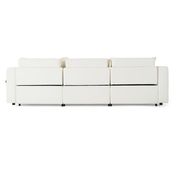 Divani Casa Almagre Modern White Fabric Sofa With 3 Electric Recliners Model VGEV-G2315-WHT