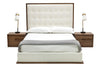 Modrest Amberlie White Vegan Leather & Walnut Bed Model VGMABR-96-WAL-BED