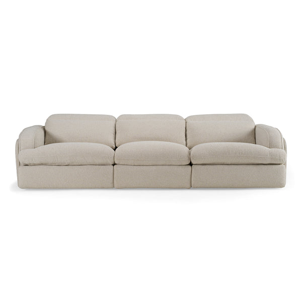 Ambler Modern Off-White Fabric Sofa w/ 2 Power Recliners