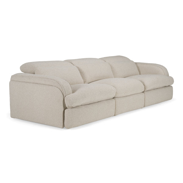 Ambler Modern Off-White Fabric Sofa w/ 2 Power Recliners