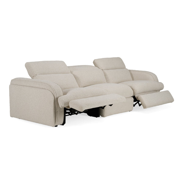 Ambler Modern Off-White Fabric Sofa w/ 2 Power Recliners