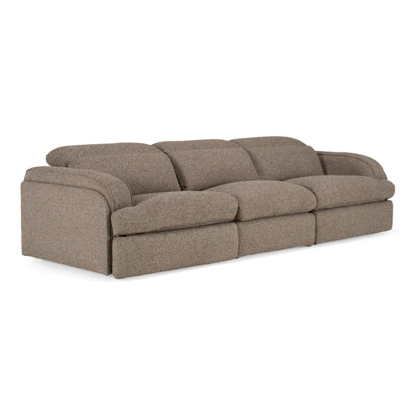 Ambler Modern Brown Fabric Sofa w/ 2 Power Recliners
