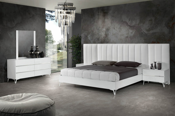 Nova Domus Angela Italian Modern White Eco Leather 4 Piece Bedroom Set And Wings Model VGACANGELA-4PC-SET-WINGS