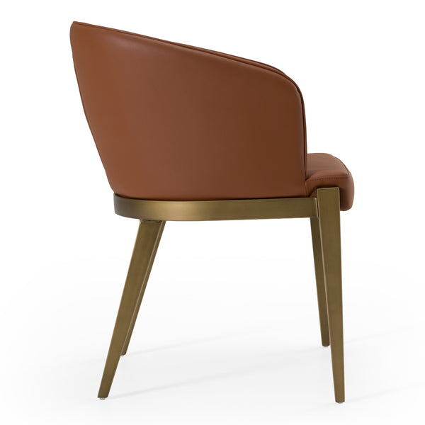 Aragon Modern Brown Vegan Leather + Brass Dining Chair