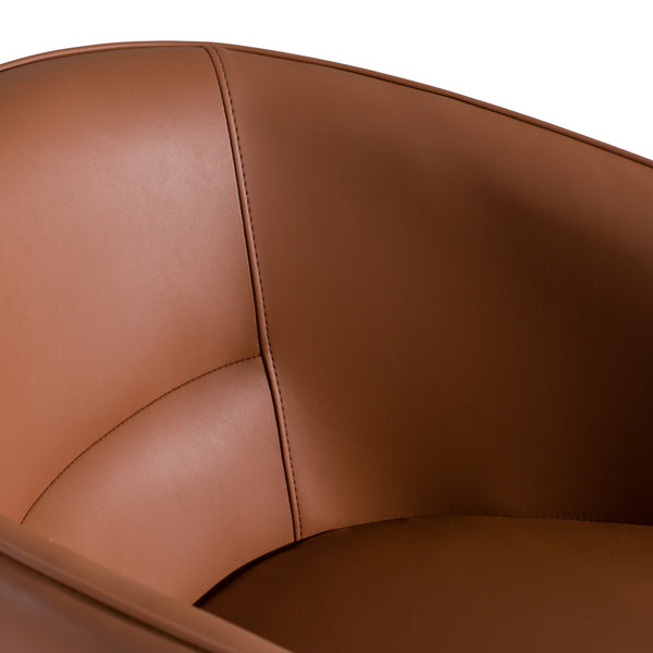 Aragon Modern Brown Vegan Leather + Brass Dining Chair