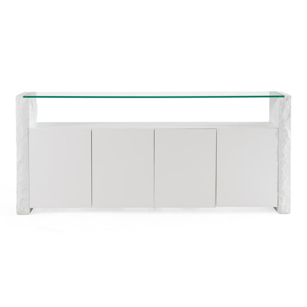 Ashley Modern Glass + White Fiberglass Buffet