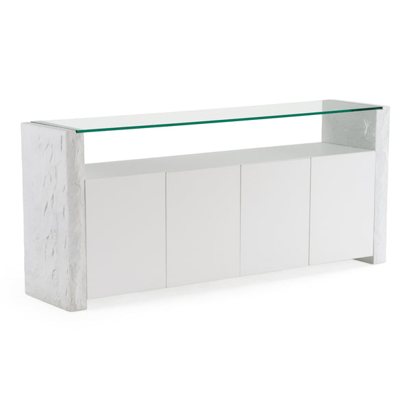 Ashley Modern Glass + White Fiberglass Buffet