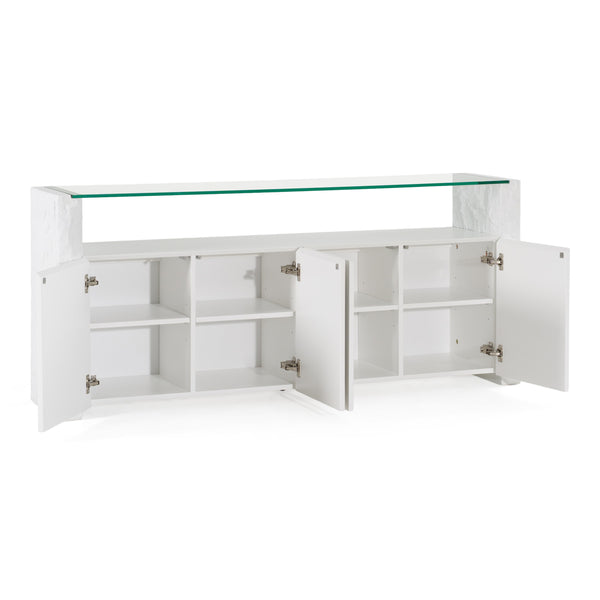 Ashley Modern Glass + White Fiberglass Buffet