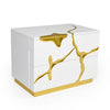 Modrest Aspen Modern Wide White And Gold Nightstand Model VGVCN1801-WHT-W