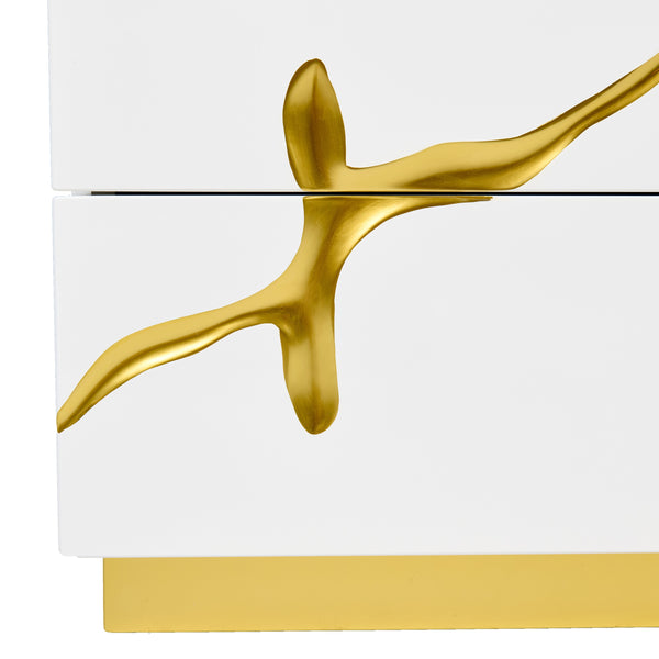 Modrest Aspen Modern Wide White And Gold Nightstand Model VGVCN1801-WHT-W